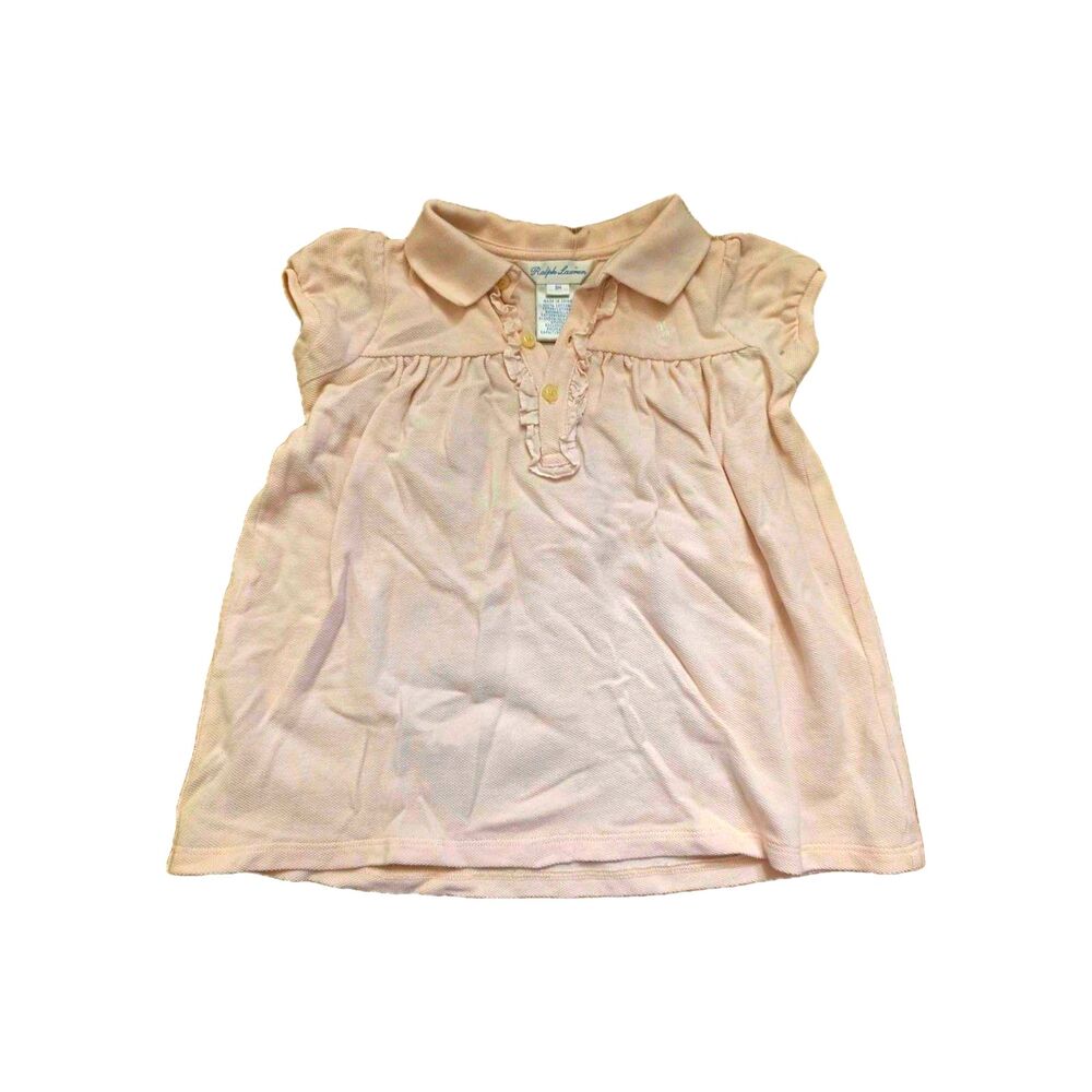 Ralph Lauren Baby Girl 9mo Light Pink Knit Cotton Polo Dress Collared